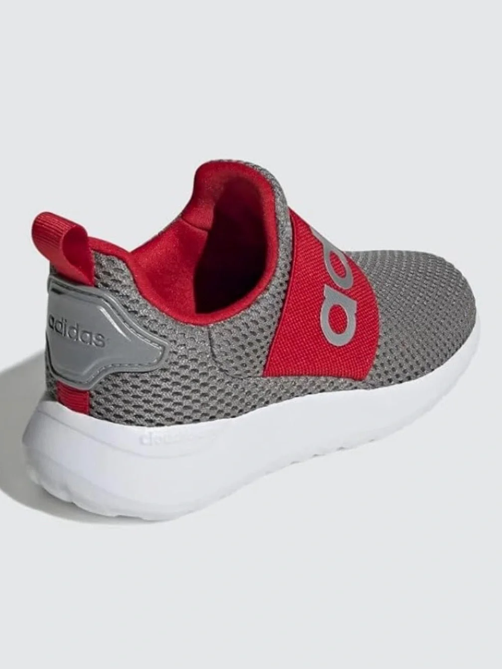 adidas Toddler Grey Mesh Slip-On Sneaker with Red Strap